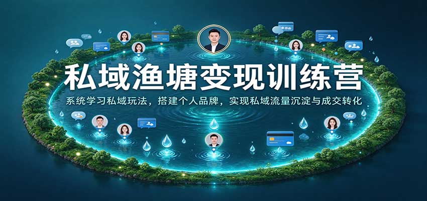 私域渔塘变现训练营：系统学习私域玩法，搭建个人品牌，实现私域流量沉淀与成交转化-我爱项目网