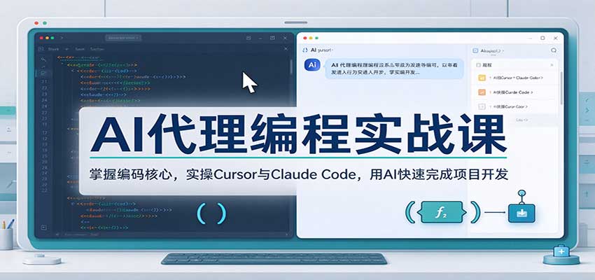 AI代理编程实战课：掌握编码核心，实操Cursor与Claude Code，用AI快速完成项目开发-我爱项目网