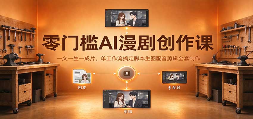 零门槛AI漫剧创作课：一文一生一成片，单工作流搞定脚本生图配音剪辑全套制作-我爱项目网