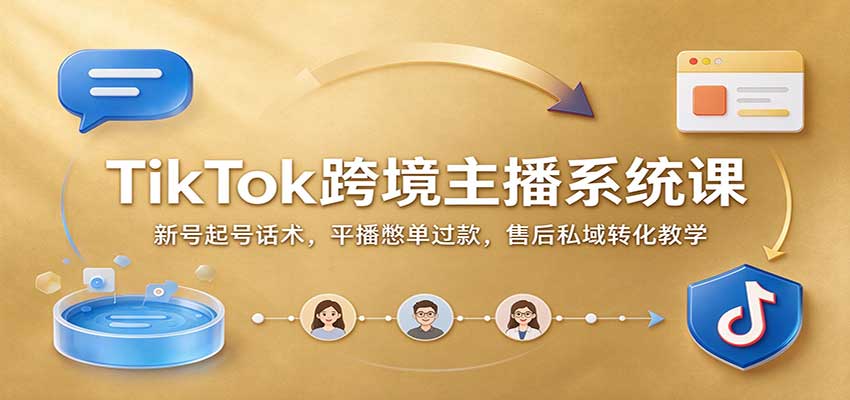 TikTok跨境主播系统课：新号起号话术，平播憋单过款，售后私域转化教学-我爱项目网