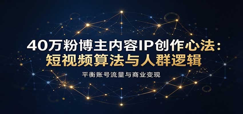 40万粉博主内容IP创作心法：短视频算法与人群逻辑，平衡账号流量与商业变现-我爱项目网