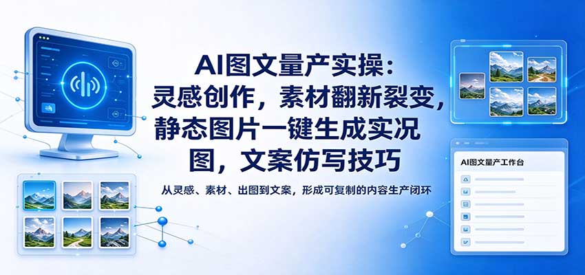 AI图文量产实操：灵感创作，素材翻新裂变，静态图片一键生成实况图，文案仿写技巧-我爱项目网