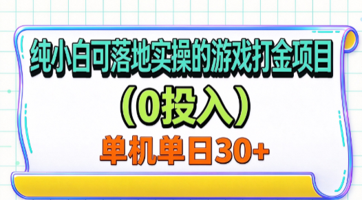 纯小白可落地实操的游戏打金项目(0投入)单机单号30+-我爱项目网