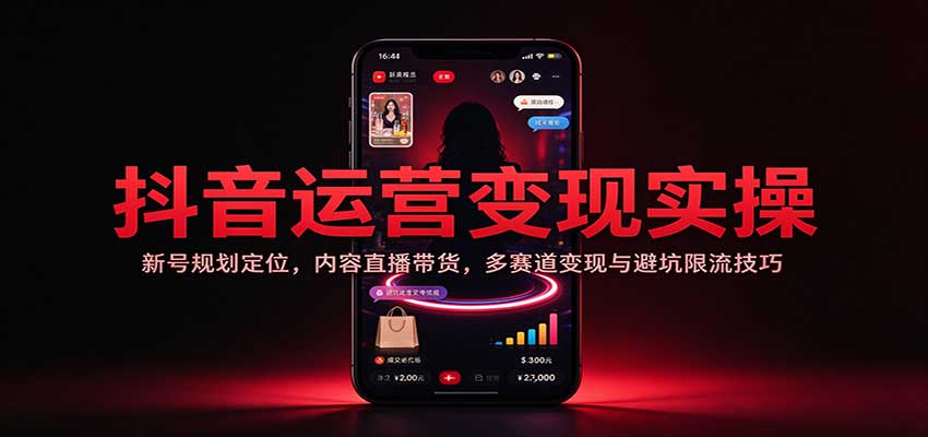 抖音运营变现实操：新号规划定位，内容直播带货，多赛道变现与避坑限流技巧-我爱项目网