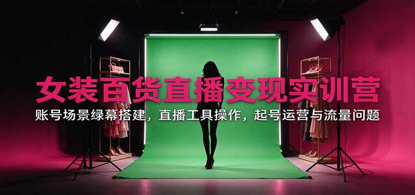 女装百货直播变现实训营：账号场景绿幕搭建，直播工具操作，起号运营与流量问题-我爱项目网