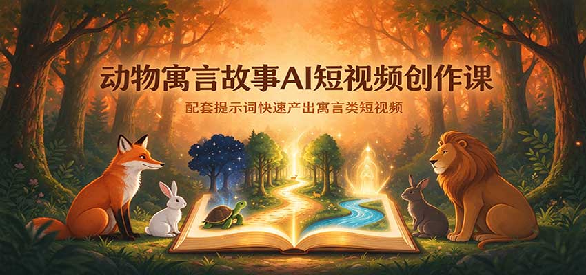 动物寓言故事AI短视频创作课：配套提示词快速产出寓言类短视频-我爱项目网