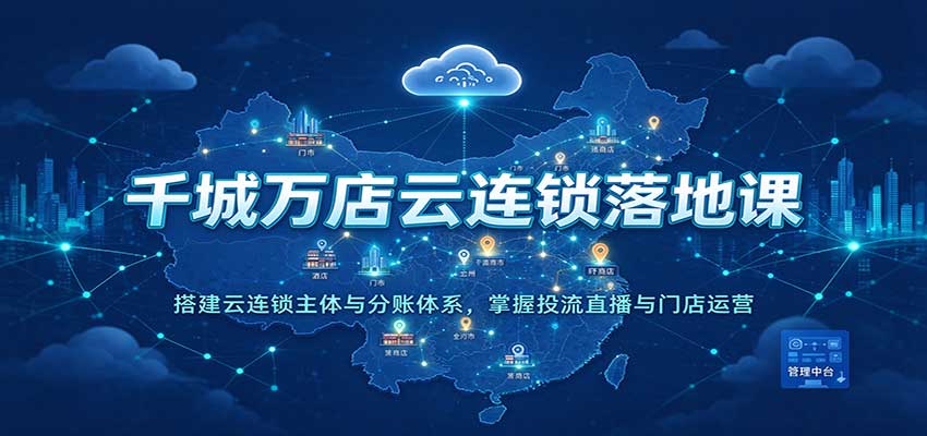 千城万店云连锁落地课：搭建云连锁主体与分账体系，掌握投流直播与门店运营-我爱项目网