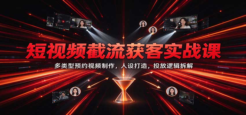 短视频截流获客实战课：多类型预约视频制作，人设打造，投放逻辑拆解-我爱项目网