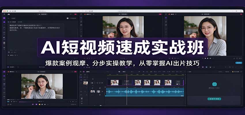 AI短视频速成实战班：爆款案例观摩、分步实操教学，从零掌握AI出片技巧-我爱项目网