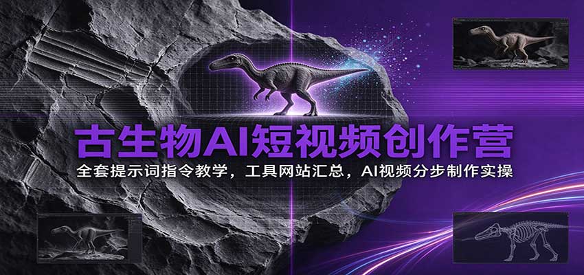 古生物AI短视频创作营：全套提示词指令教学，工具网站汇总，AI视频分步制作实操-我爱项目网