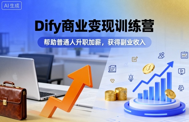 Dify商业变现训练营，帮助普通人升职加薪，获得副业收入-我爱项目网