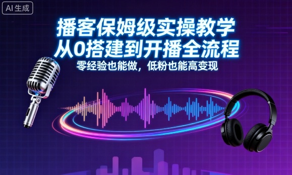 播客保姆级实操教学，从0搭建到开播全流程，零经验也能做，低粉也能高变现-我爱项目网