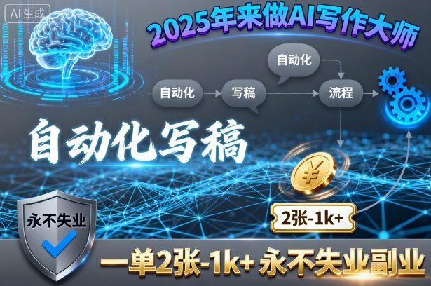 2025年来做AI写作大师，自动化写稿，一单2张-1k+，永不失业副业-我爱项目网