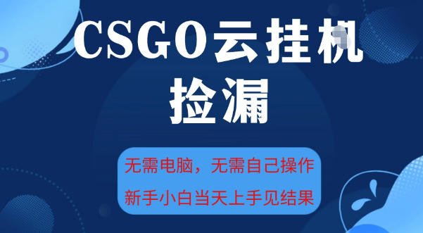 CSGO云挂G全自动捡漏，最新独家玩法，无需电脑操作，新手小白日入5张+【揭秘】-我爱项目网
