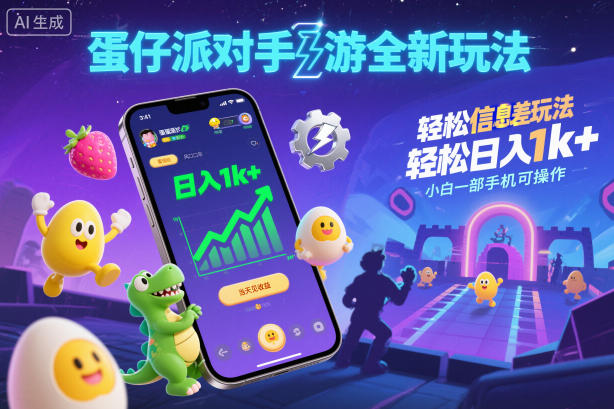 蛋仔派对手游全新玩法，轻松日入1k+，风口信息差玩法，当天见收益，小白一部手机可操作-我爱项目网