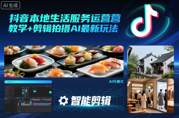 抖音本地生活服务运营教学+剪辑拍摄AI最新玩法-我爱项目网