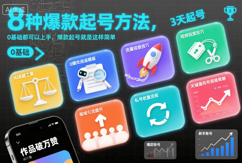 8种爆款起号方法，0基础都可以上手，爆款起号就是这样简单-我爱项目网