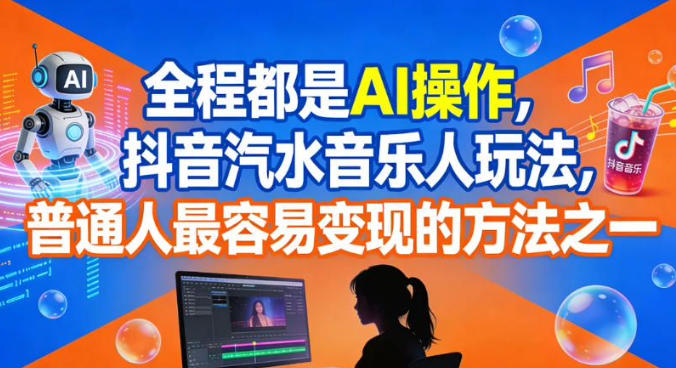 全程都是AI操作，抖音汽水音乐人玩法，普通人最容易变现的方法之一-我爱项目网