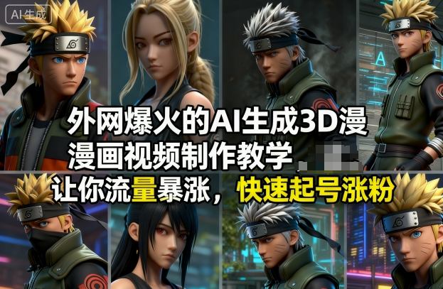 外网爆火的AI生成3D漫画视频制作教学，让你流量暴涨，快速起号涨粉！-我爱项目网