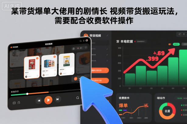 某带货爆单大佬用的剧情长视频带货搬运玩法，需要配合收费软件操作-我爱项目网