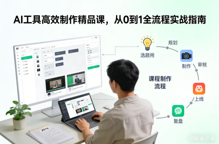 AI工具高效制作精品课，从0到1全流程实战指南-我爱项目网