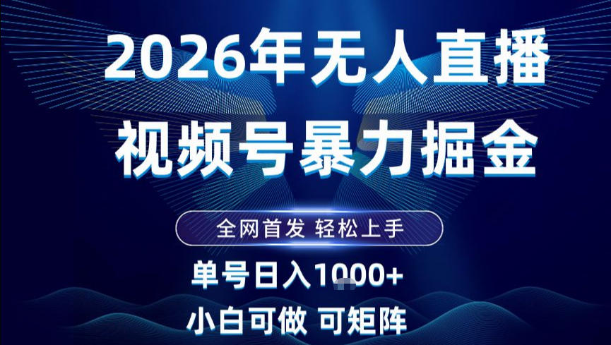 2026最新视频号无人直播掘金，全网首发，小白可以玩，长期稳定日入1k+【揭秘】-我爱项目网