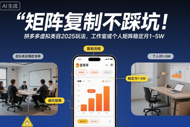 矩阵复制不踩坑！拼多多虚拟类目2025玩法，工作室或者个人矩阵稳定月1-5W【揭秘】-我爱项目网