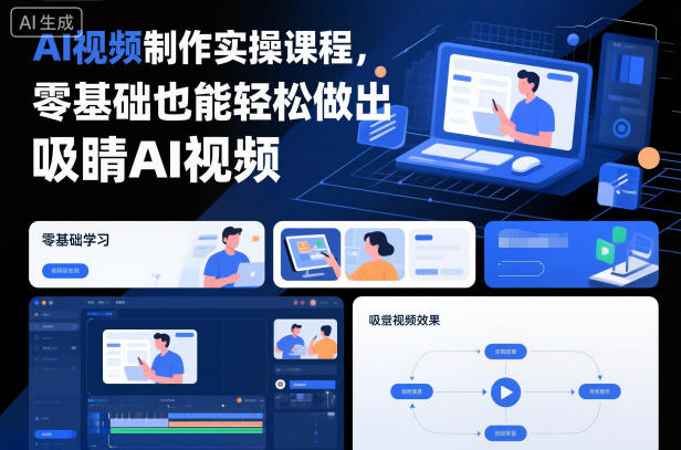 AI视频制作实操课程，零基础也能轻松做出吸睛AI视频-我爱项目网