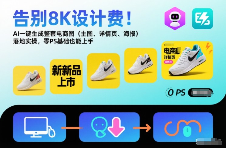 告别8K设计费！AI一键生成整套电商图（主图、详情页、海报）落地实操，零PS基础也能上手-我爱项目网