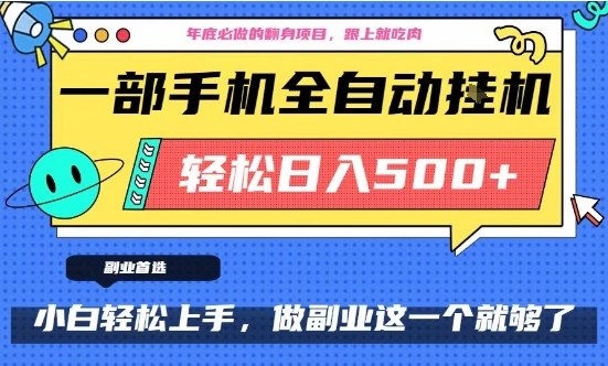 年底必做翻身项目，只需一部手机，每天操作十几分钟，轻松日入500+【揭秘】-我爱项目网