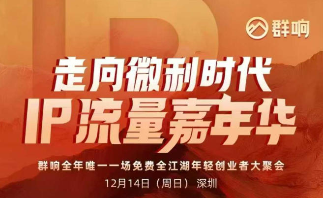 2025ip嘉年华万人12月14深圳线下课，走向微利时代，IP流量嘉年华，实操性极强的商业干货课-我爱项目网