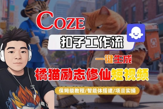 Coze扣子智能体工作流一键生成“橘猫励志修仙“短视频，全流程保姆级教学-我爱项目网