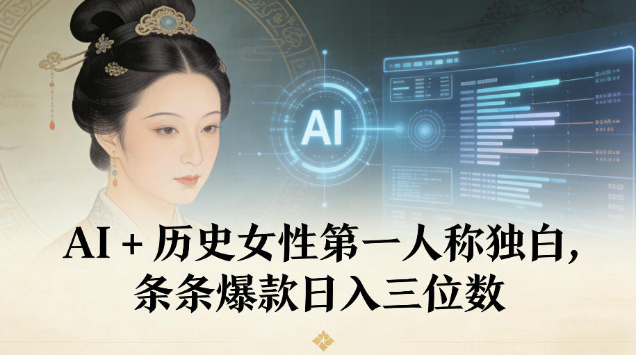 AI+历史女性第一人称独白，条条爆款日入三位数-我爱项目网