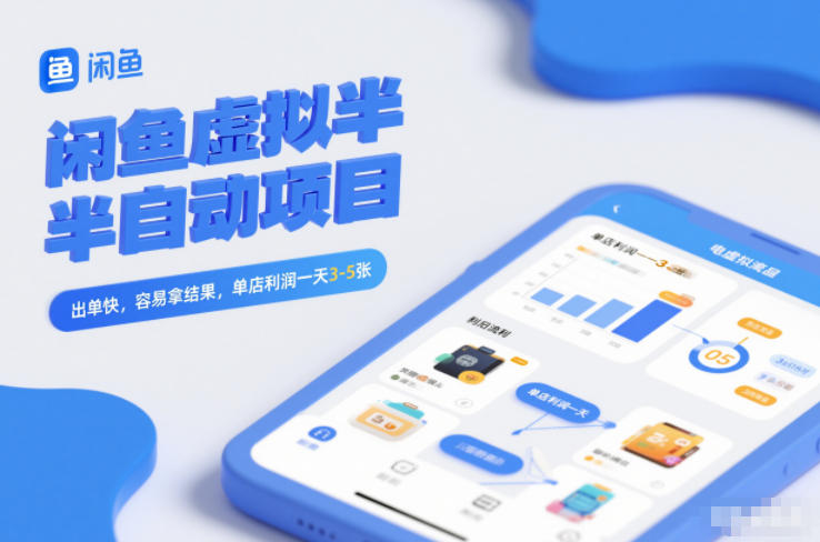 闲鱼虚拟半自动项目，出单快，容易拿结果，单店利润一天3-5张-我爱项目网