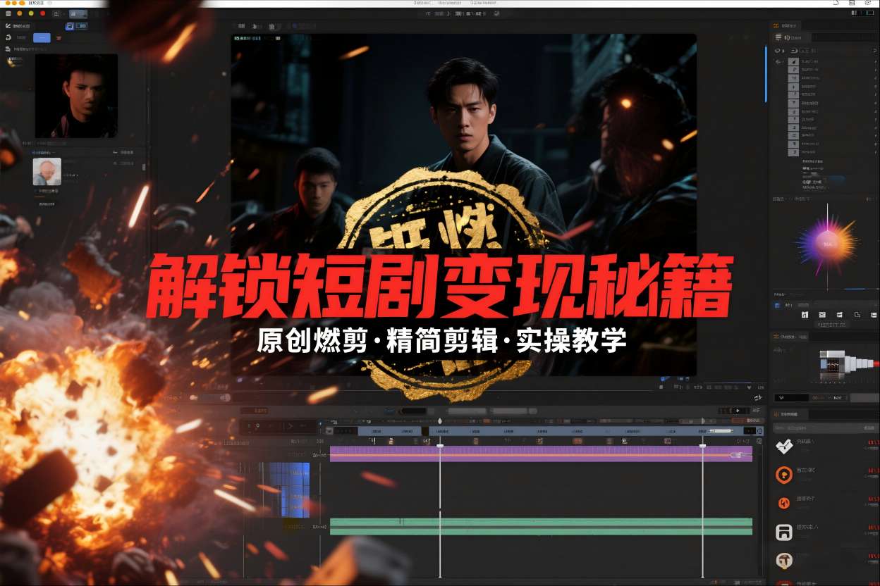 短剧拉新之原创燃剪精简剪辑实操课，解锁短剧变现秘籍-我爱项目网