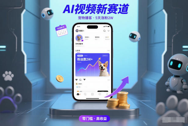 AI视频新赛道，宠物播客仅注册5天涨粉2W，收益非常可观-我爱项目网