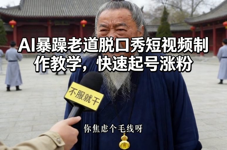 AI暴躁老道脱口秀短视频制作教学，快速起号涨粉-我爱项目网
