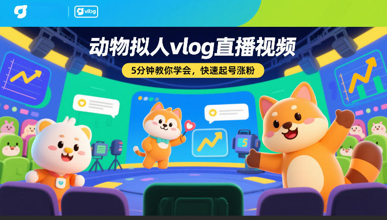 动物拟人vlog直播视频，5分钟教你学会，快速起号涨粉-我爱项目网