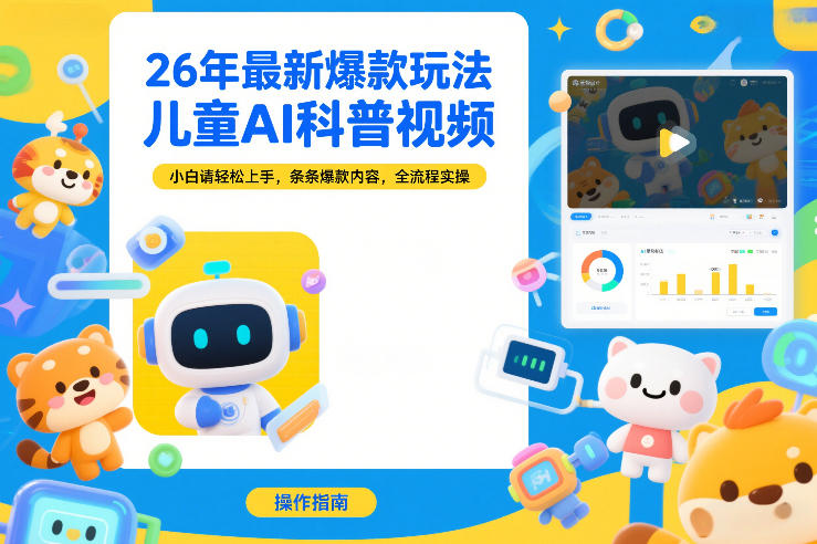 26年最新爆款玩法，儿童AI科普视频，小白请轻松上手，条条爆款内容，全流程实操-我爱项目网