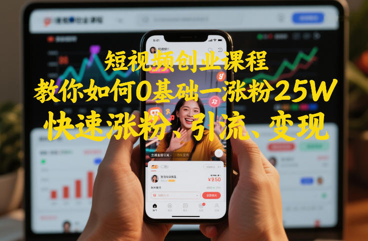 短视频创业课程，教你如何0基础一天涨粉25W，快速涨粉、引流、变现-我爱项目网