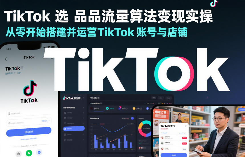 TikTok选品流量算法变现实操，从零开始搭建并运营TikTok账号与店铺-我爱项目网