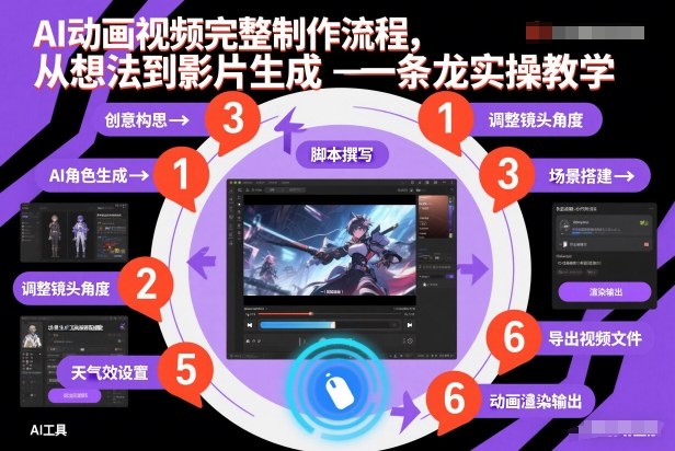 AI动画视频完整制作流程，从想法到影片生成一条龙实操教学-我爱项目网