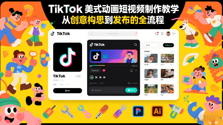 TikTok美式动画短视频制作教学，从创意构思到发布的全流程-我爱项目网