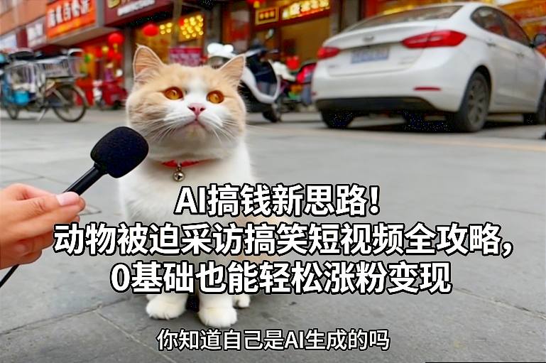 AI搞钱新思路！动物被迫采访搞笑短视频全攻略，0基础也能轻松涨粉变现-我爱项目网