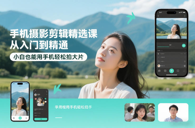 手机摄影剪辑精选课，从入门到精通，小白也能用手机轻松拍大片-我爱项目网