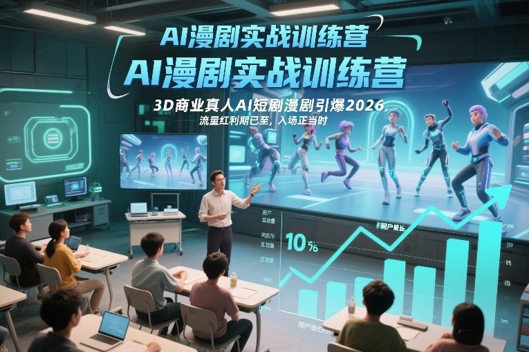 AI漫剧实战训练营，3D商业真人AI短剧漫剧引爆2026，流量红利期已至，入场正当时-我爱项目网