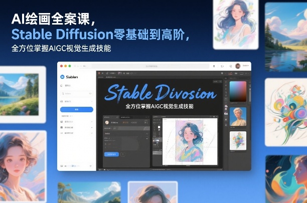 AI绘画全案课，Stable Diffusion零基础到高阶，全方位掌握AIGC视觉生成技能-我爱项目网