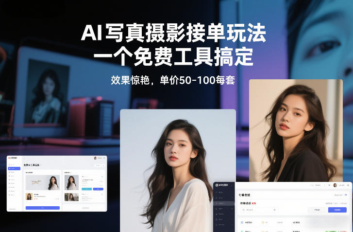 AI写真摄影接单玩法，一个免费工具搞定，效果惊艳，单价50-100每套-我爱项目网