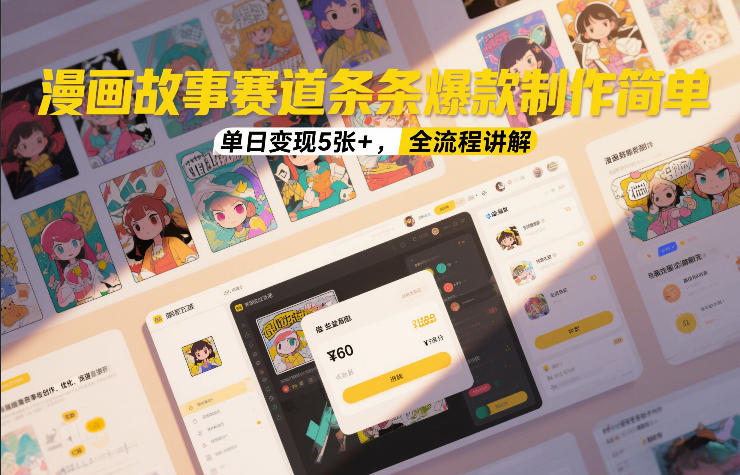 漫画故事赛道条条爆款制作简单,单日变现5张+,全流程讲解-我爱项目网