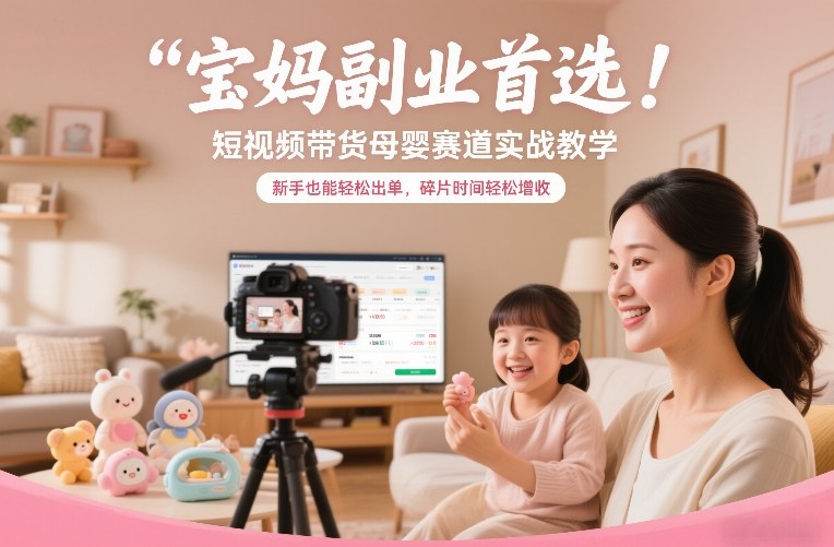 宝妈副业首选！短视频带货母婴赛道实战教学，新手也能轻松出单，碎片时间轻松增收-我爱项目网